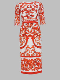 Dolce & Gabbana Women Abito In Charmeuse Stampa Maiolica
