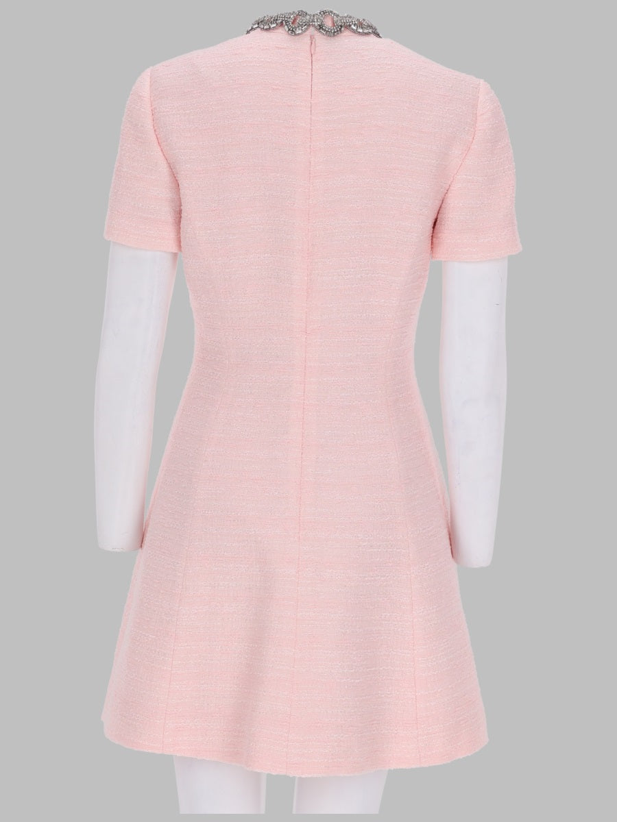 Valentino Women Abito Corto In Crinkle Cotton Tweed
