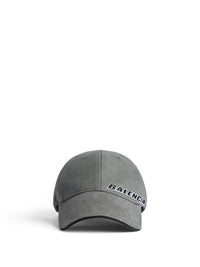 Balenciaga Men Tilted Typo Cap In Cotton Drill