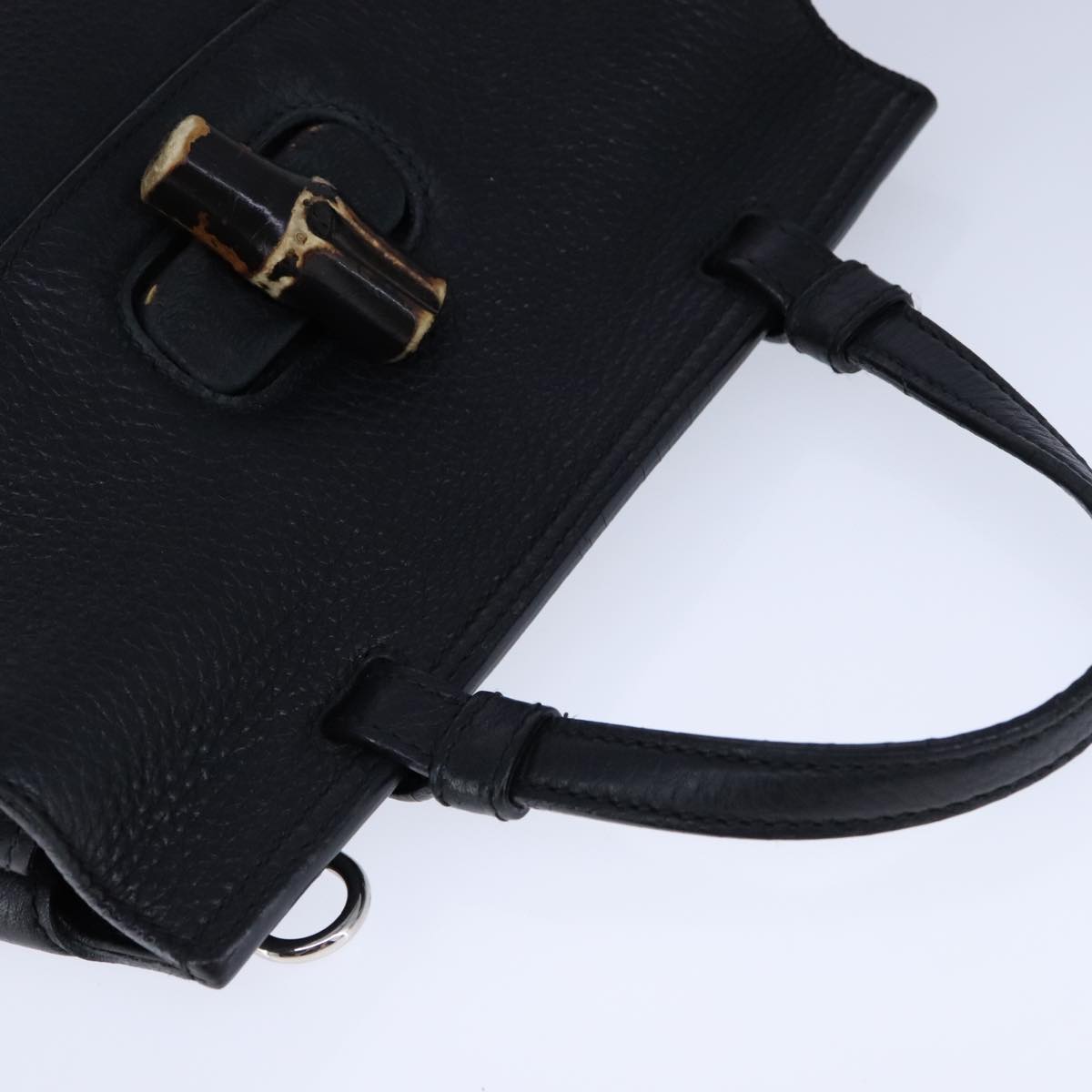 Gucci Bamboo Black Leather Handbag (Pre-Owned)