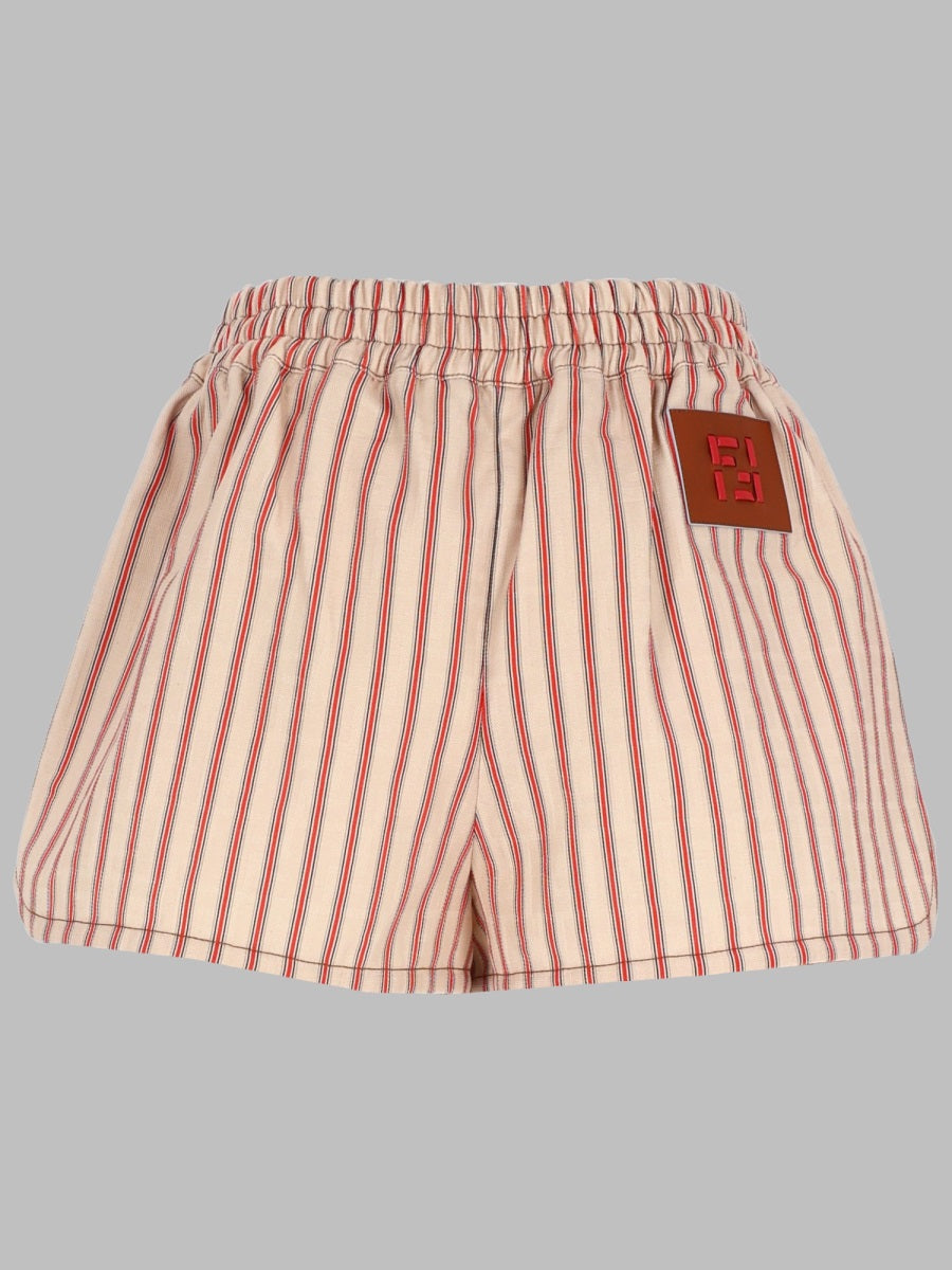 Fendi Women Shorts In Denim Ff A Righe