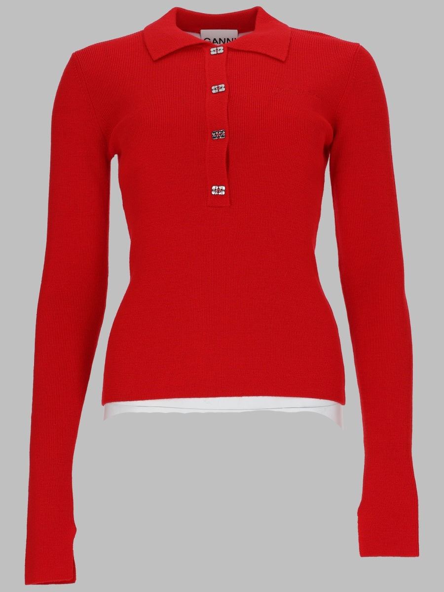 Ganni Women Polo In Maglia Di Lana
