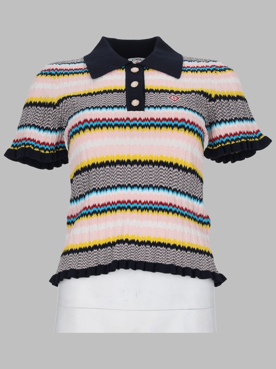Casablanca Women Maglia Polo Con Motivo Chevron