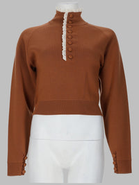 Chloé Women Pullover A Collo Alto In Maglia Di Lana E Pizzo