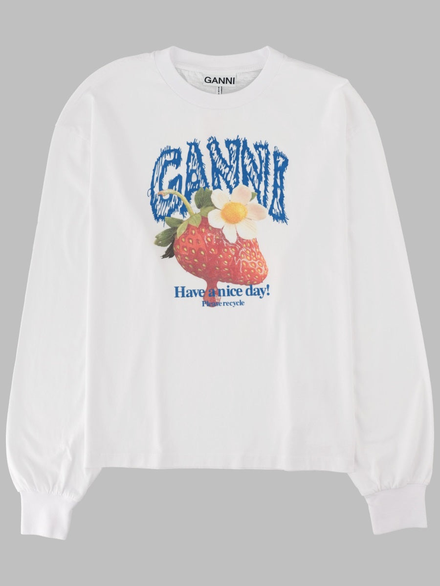 Ganni Women T-Shirt Con Stampa "Strawberry"