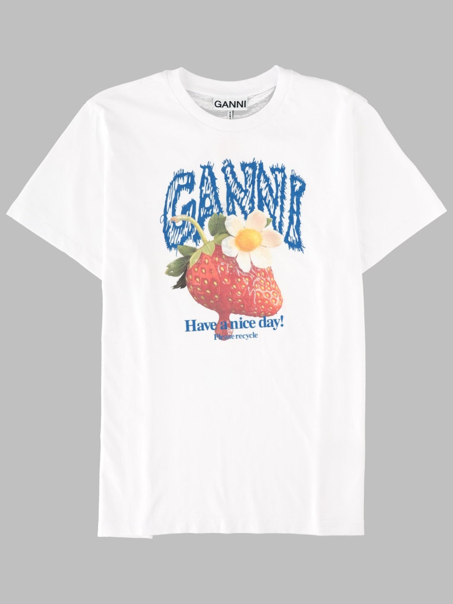 Ganni Women T-Shirt Con Stampa Fragola