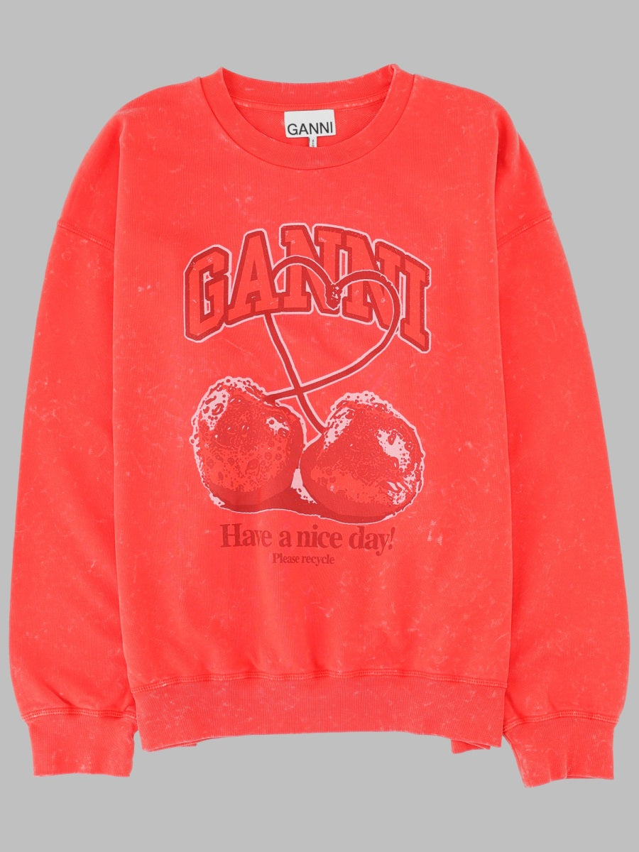 Ganni Women Felpa Con Stampa Ciliegie