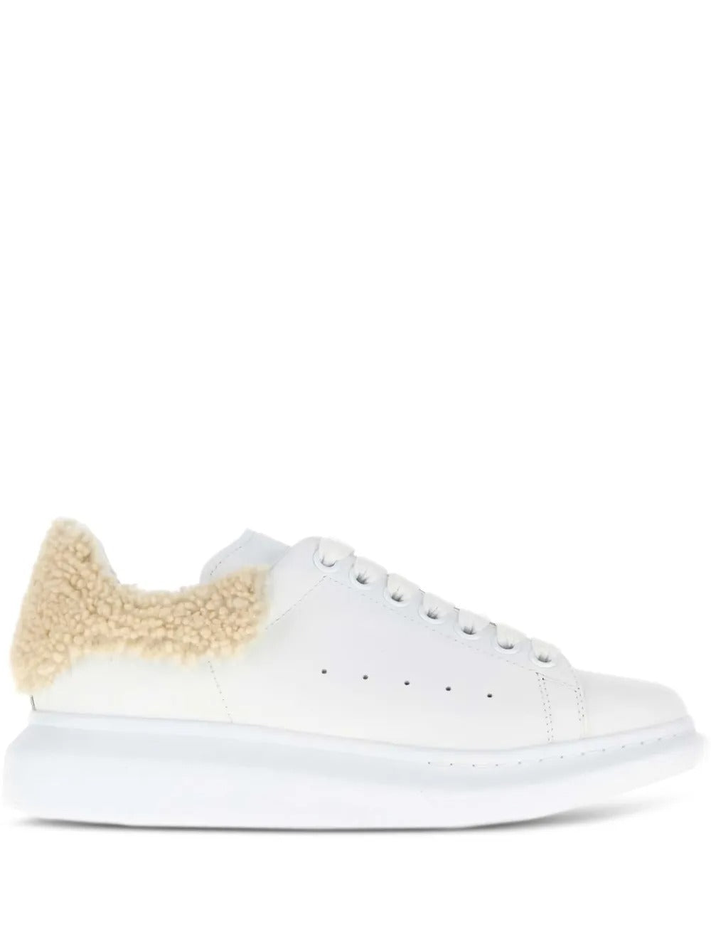 ALEXANDER MCQUEEN Oversized Sneakers In White Leather With Shearling Heel Tab Women