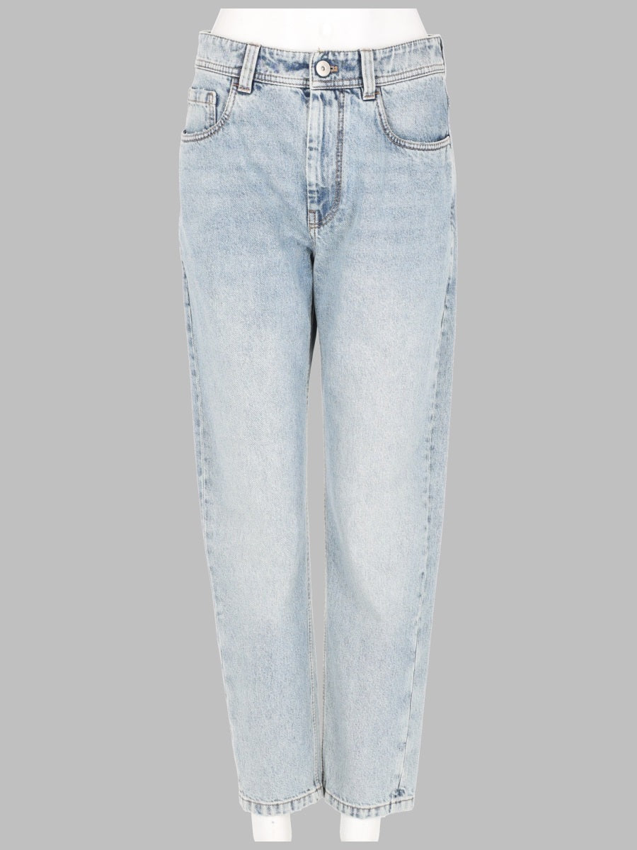 Brunello Cucinelli Women Pantalone Baggy Tapered In Denim Authentic