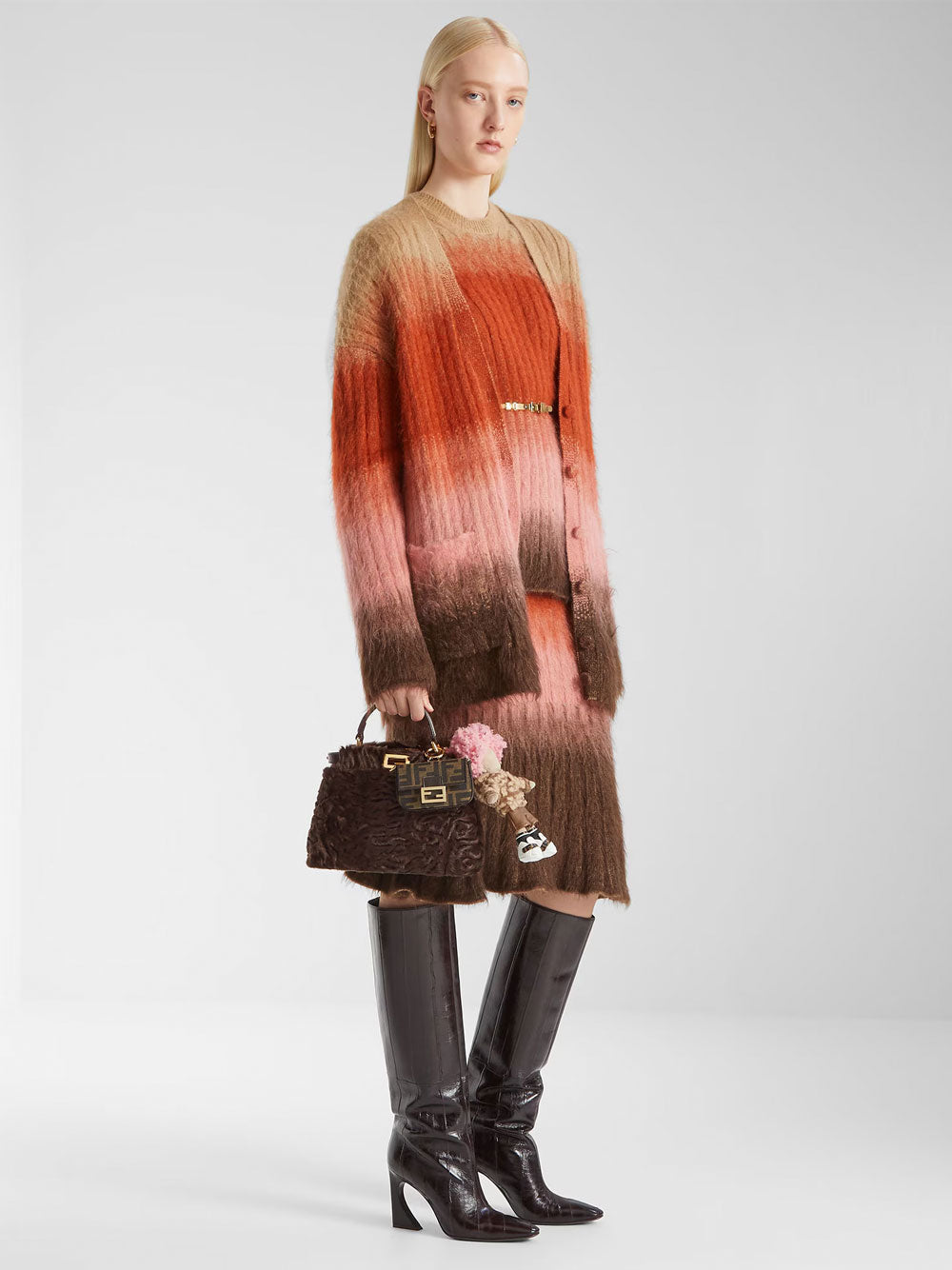 FENDI Gradient Mohair And Wool Oversized Cardigan Women