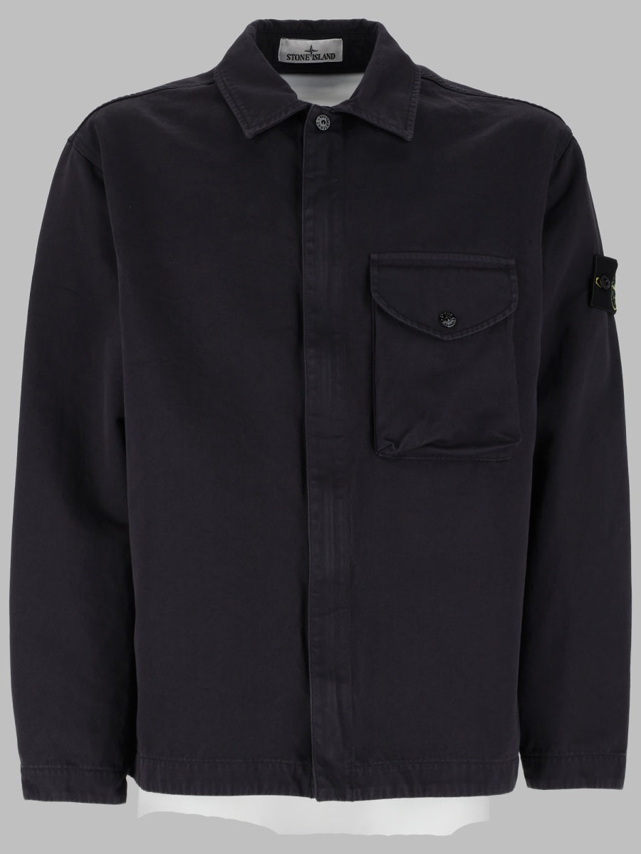 Stone Island Men Overshirt In Twill Di Cotone