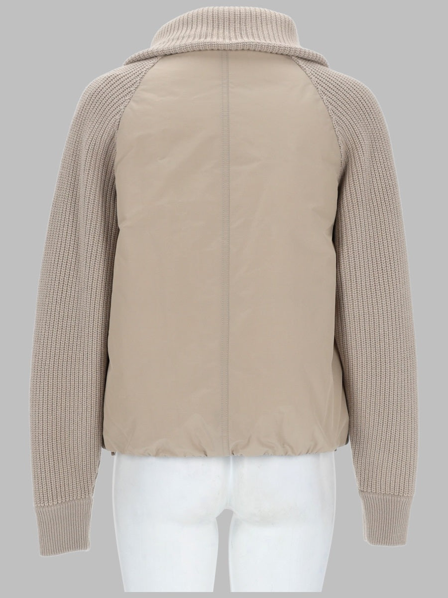 Brunello Cucinelli Women Piumino In Taffetà Di Cotone Techno E Maglia Di Lana Vergine, Cashmere E Seta