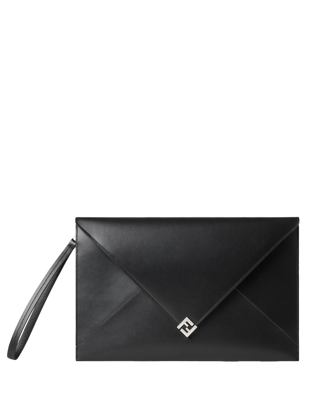 Fendi Men Large Ff Squared Leather Flat Pouch
