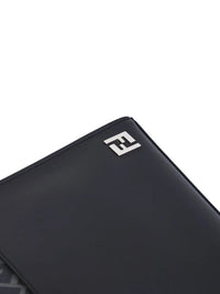 Fendi Men Leather And Canvas Ff Squared Clutch
