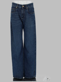 Brunello Cucinelli Women Pantalone "Contemporary Loose" In Denim Authentic Con Monile