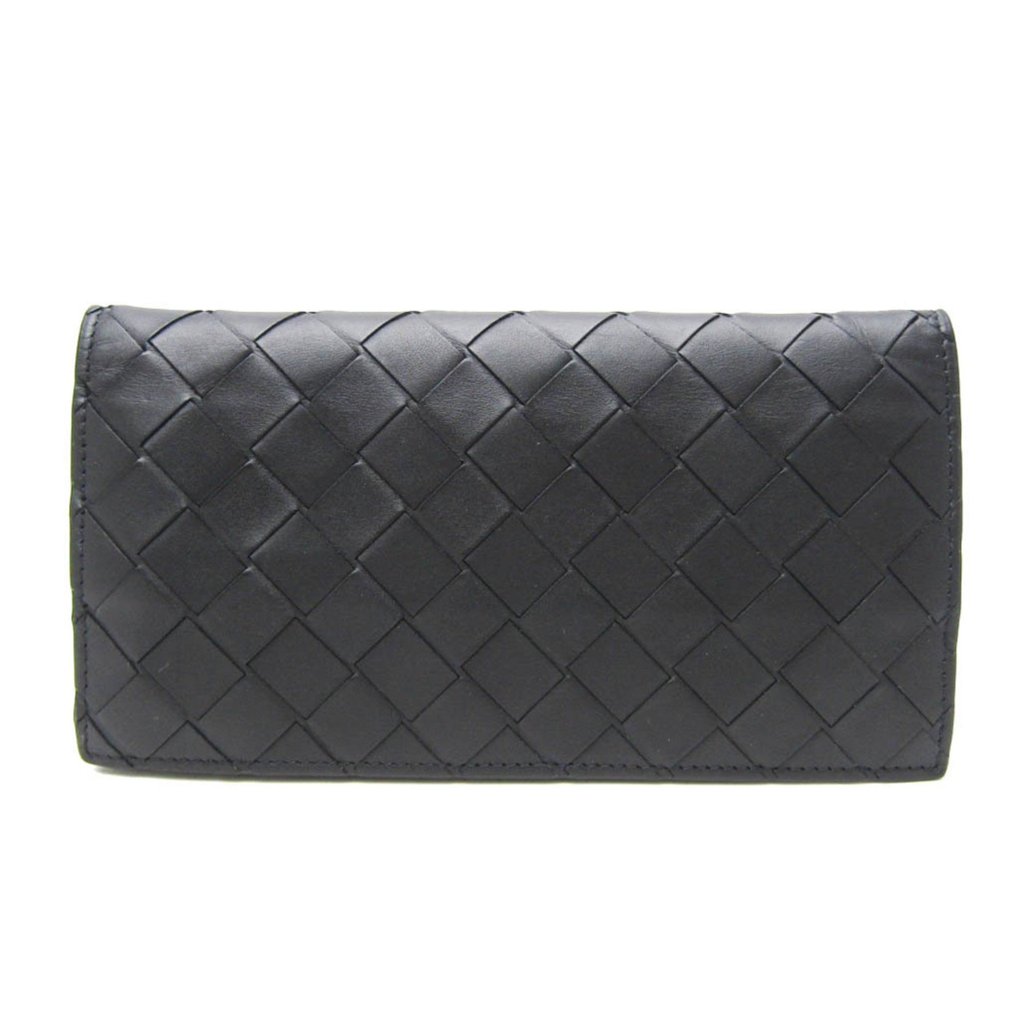 Bottega Veneta Intrecciato Black Leather Wallet (Pre-Owned) Black