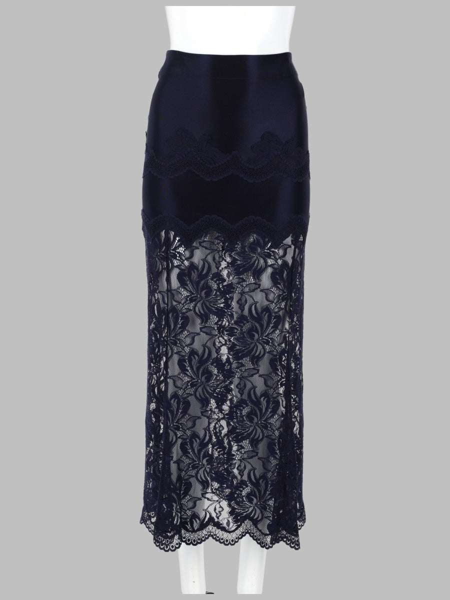 Rabanne Women Gonna Midi In Pizzo E Jersey