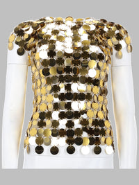 Rabanne Women Top "The Gold Sparkle Disc"