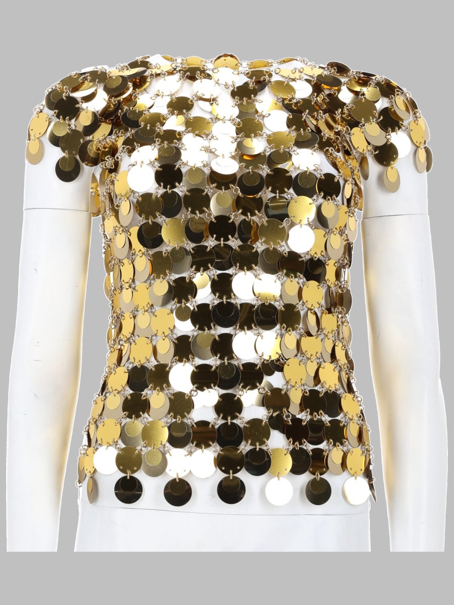 Rabanne Women Top "The Gold Sparkle Disc"