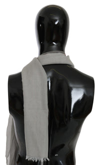 Costume National Gray Fringe Neck Wrap Cotton Men's Scarf