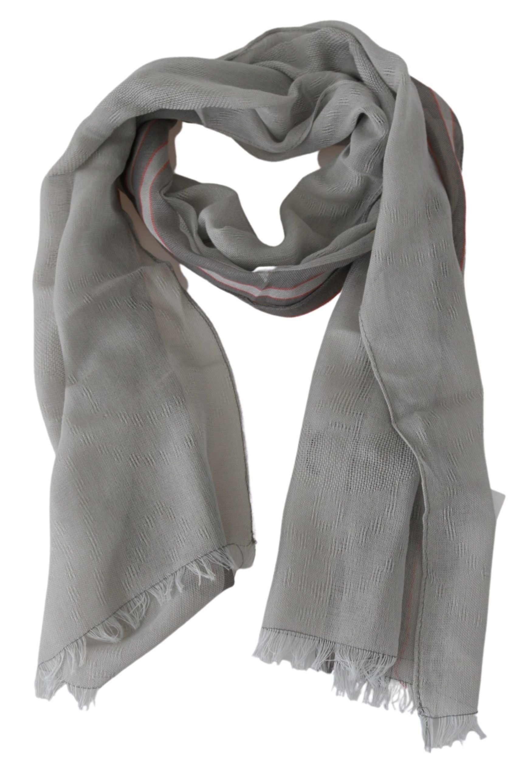Costume National Gray Fringe Neck Wrap Cotton Men's Scarf