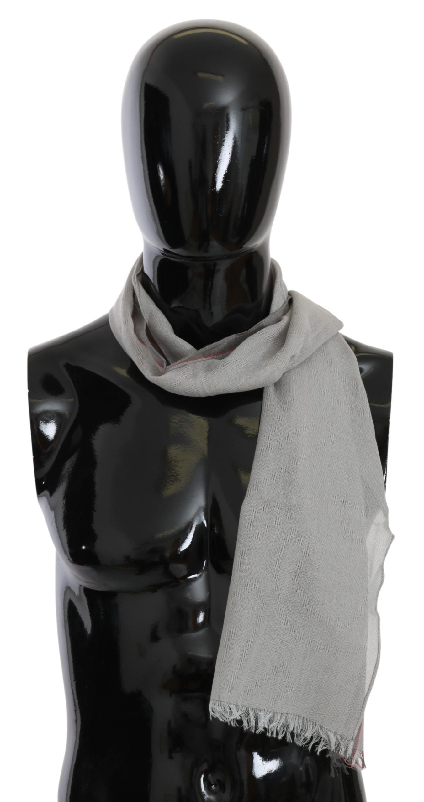 Costume National Gray Fringe Neck Wrap Cotton Men's Scarf