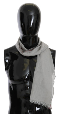 Costume National Gray Fringe Neck Wrap Cotton Men's Scarf