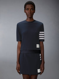 Thom Browne Women Textured Cotton Piqué 4-Bar T-Shirt
