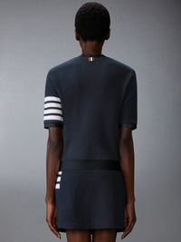 Thom Browne Women Textured Cotton Piqué 4-Bar T-Shirt
