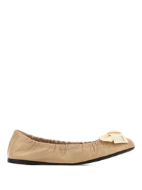 PRADA Bow-Detail Gathered Leather Ballerinas Women