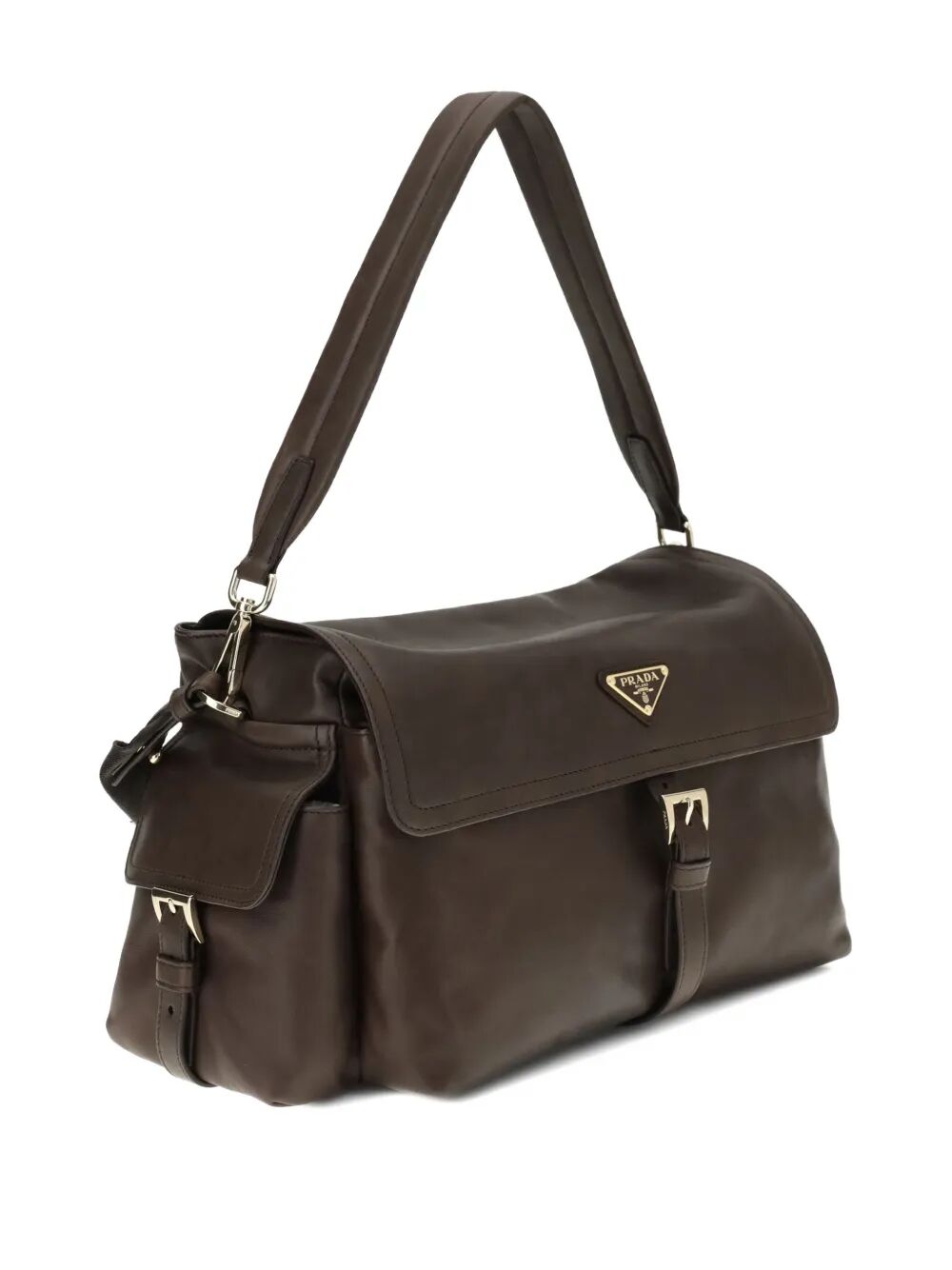 Prada Women Prada Explore Large Vintage Look-Treated Leather Shoulder Bag With Flap