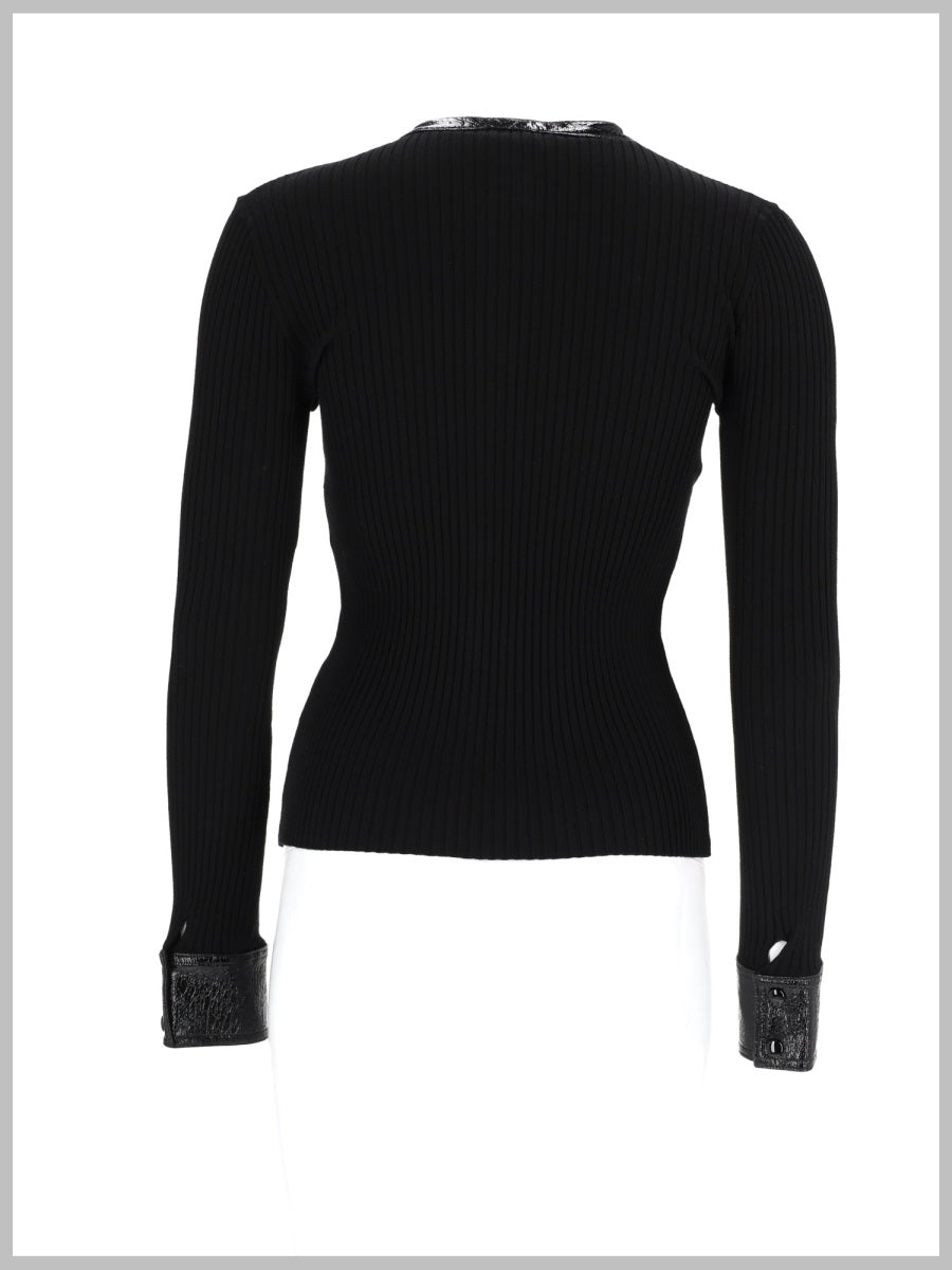 Courreges Women Cardigan A Coste Con Dettagli In Vinile