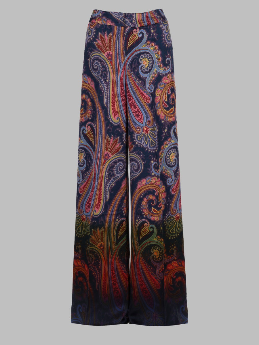 Etro Women Pantalone In Envers Satin Con Motivo Paisley