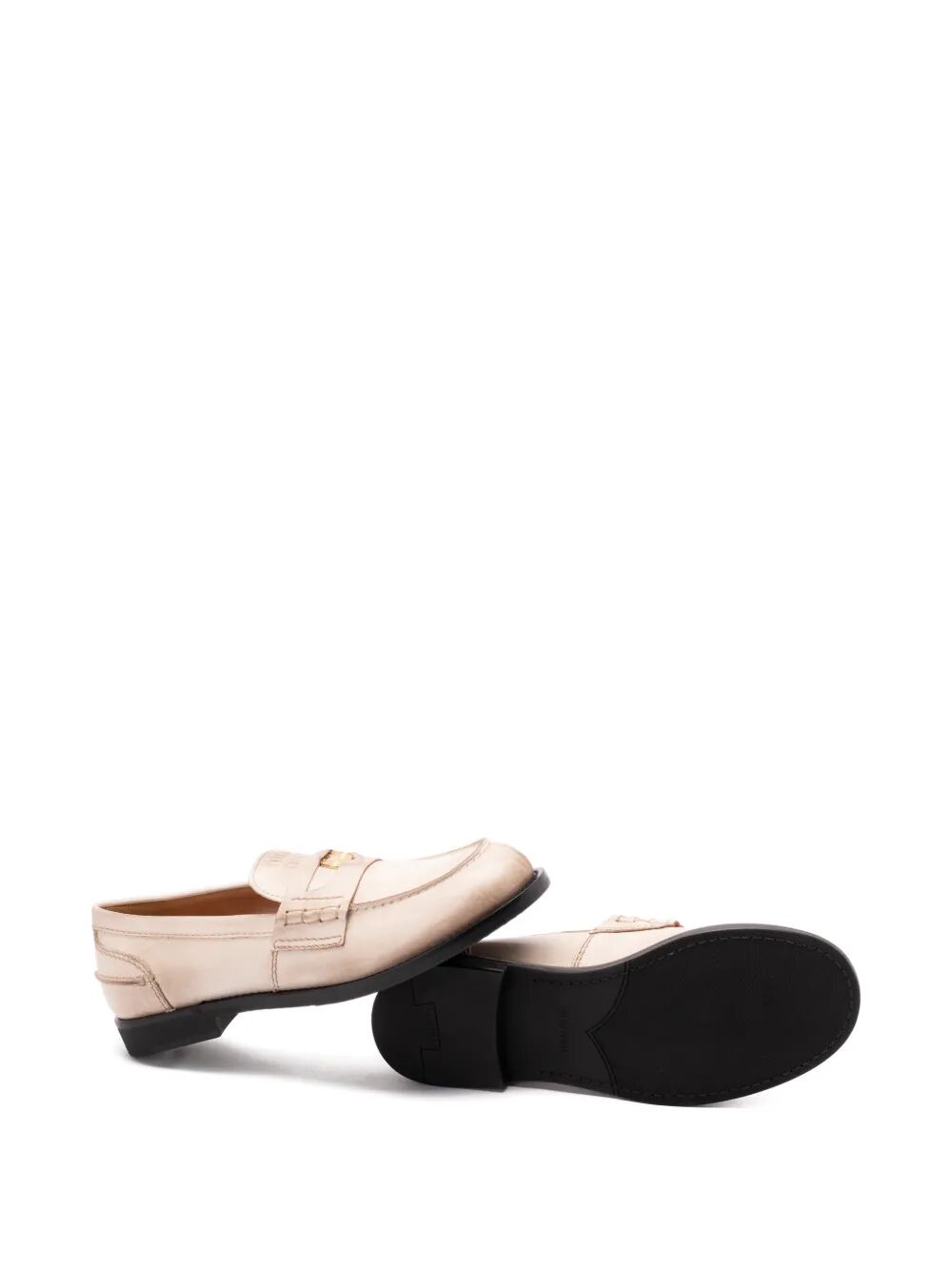 Miu Miu Women Vintage-Effect Leather Penny Loafers