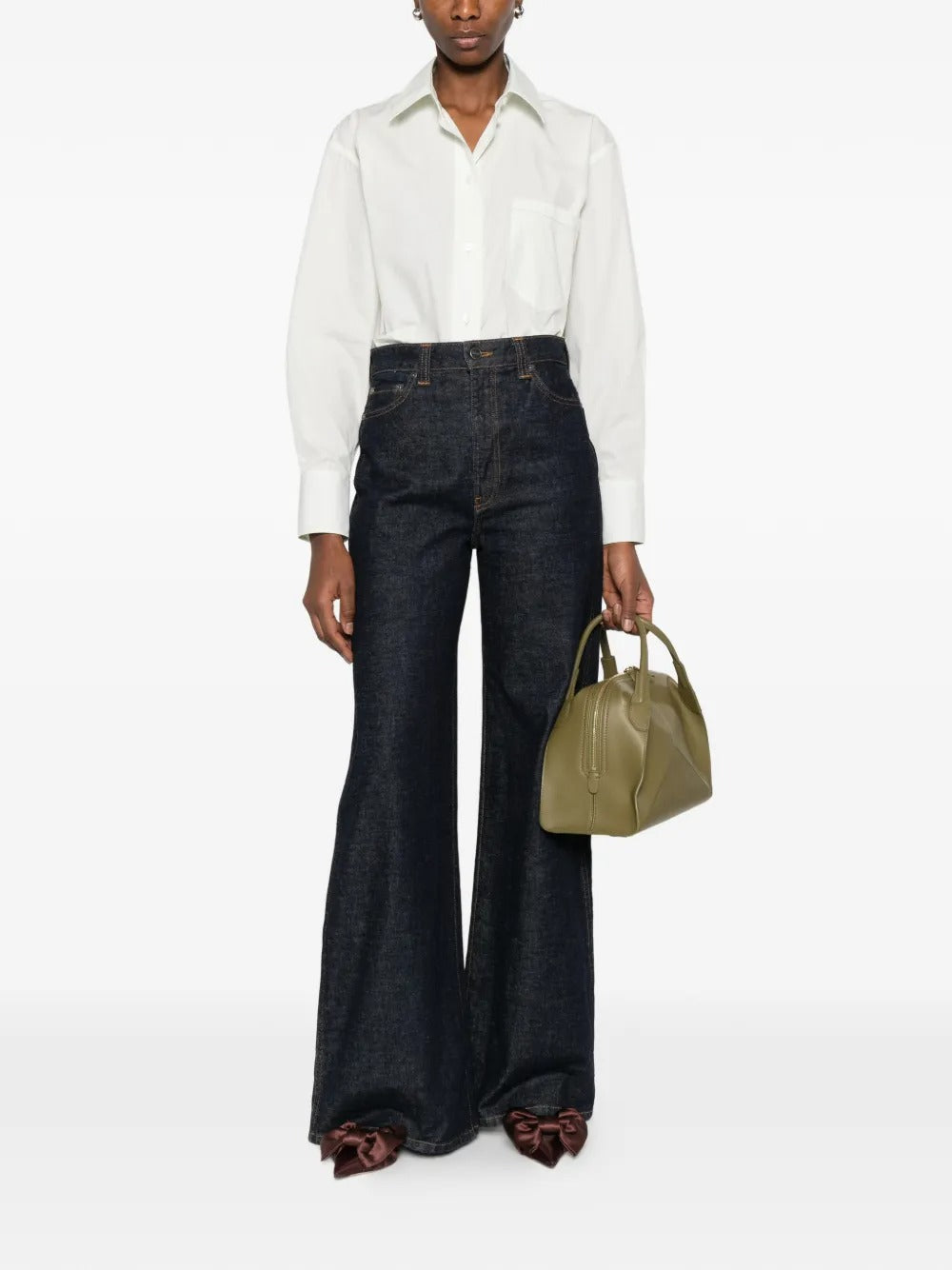 Victoria Beckham Women Vb Embroidery Cropped Shirt