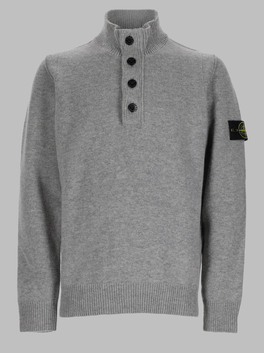 Stone Island Men Maglia Con Bottoni E Patch Logo
