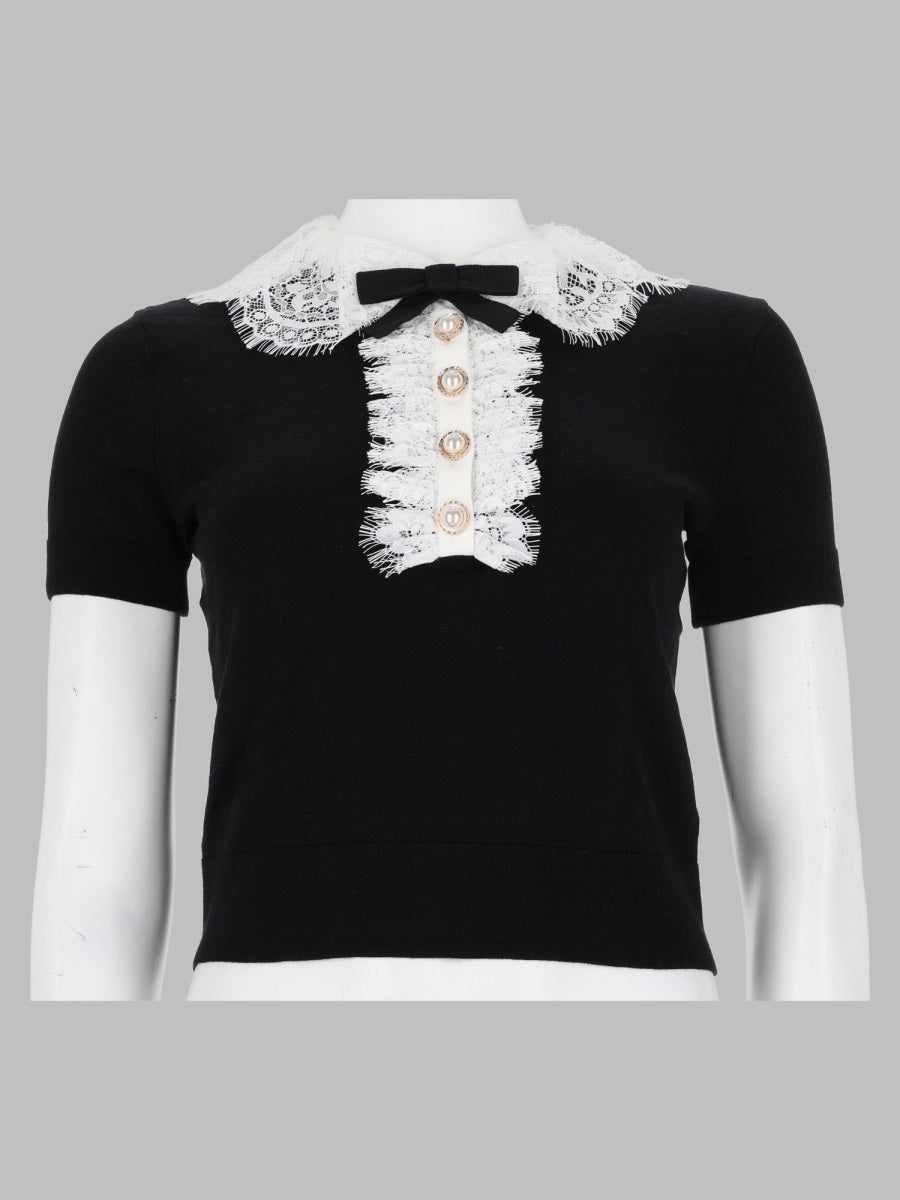 Self-Portrait Women Top In Maglia Con Colletto In Pizzo
