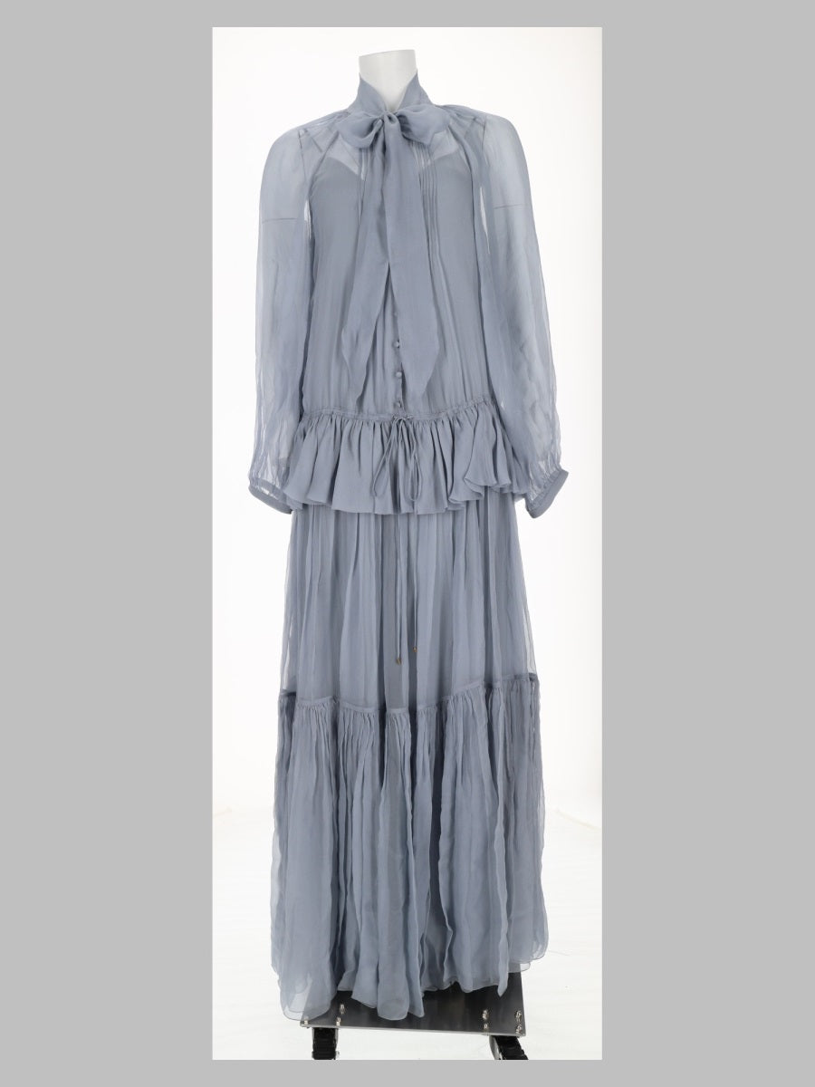 Chloé Women Abito Lungo Fluido Con Lavallière In Mussola