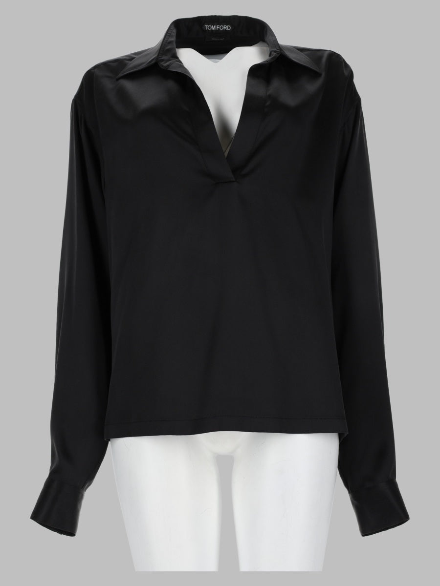 Tom Ford Women Polo In Raso Di Seta Stretch Con Logo