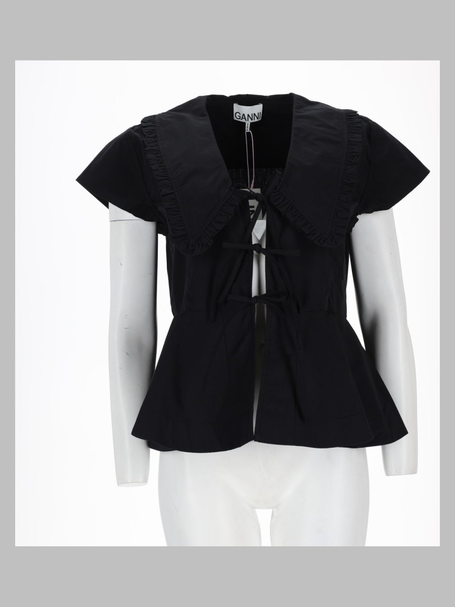 Ganni Women Blusa In Popeline Di Cotone