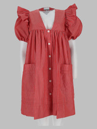 Ganni Women Mini Abito In Cotone A Righe