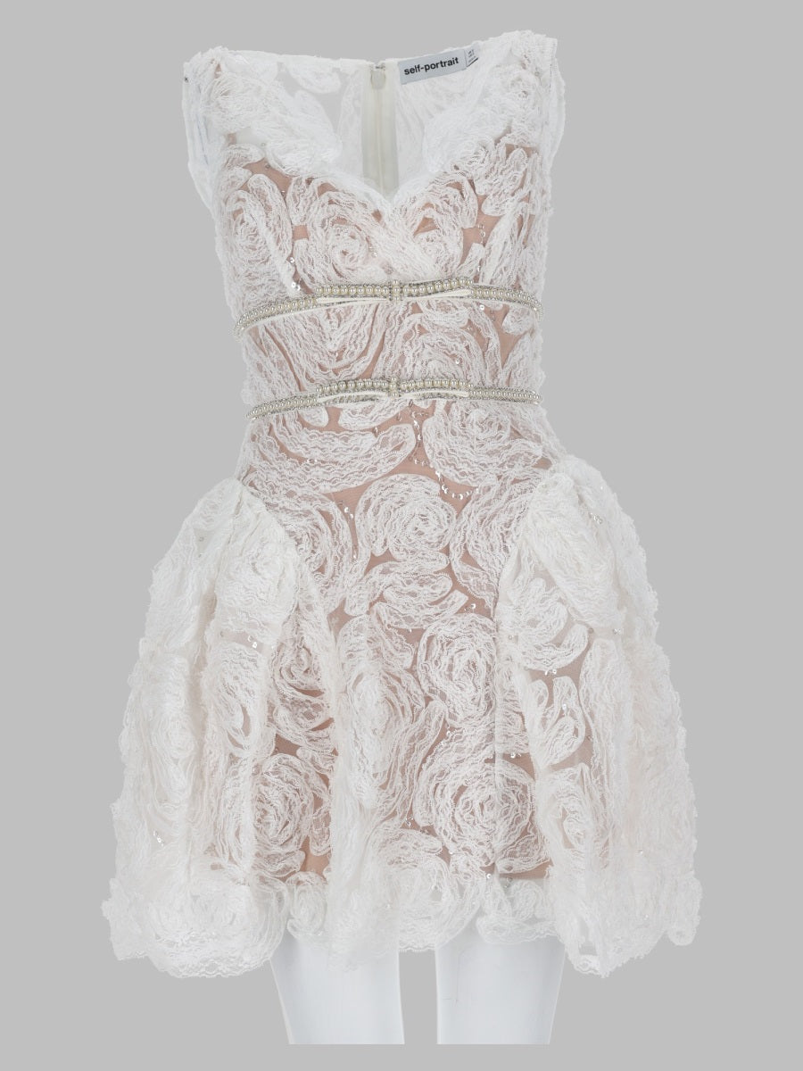 Self-Portrait Women Mini Abito In Tulle E Pizzo