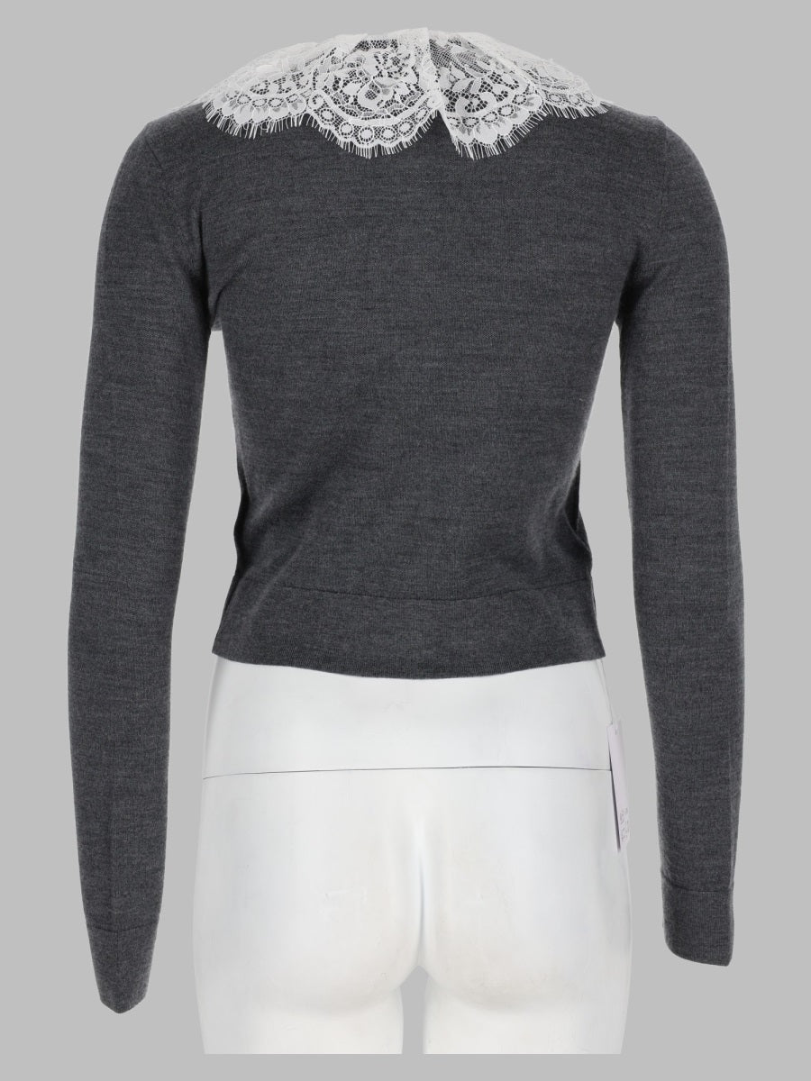 Self-Portrait Women Cardigan In Lana Con Colletto In Pizzo