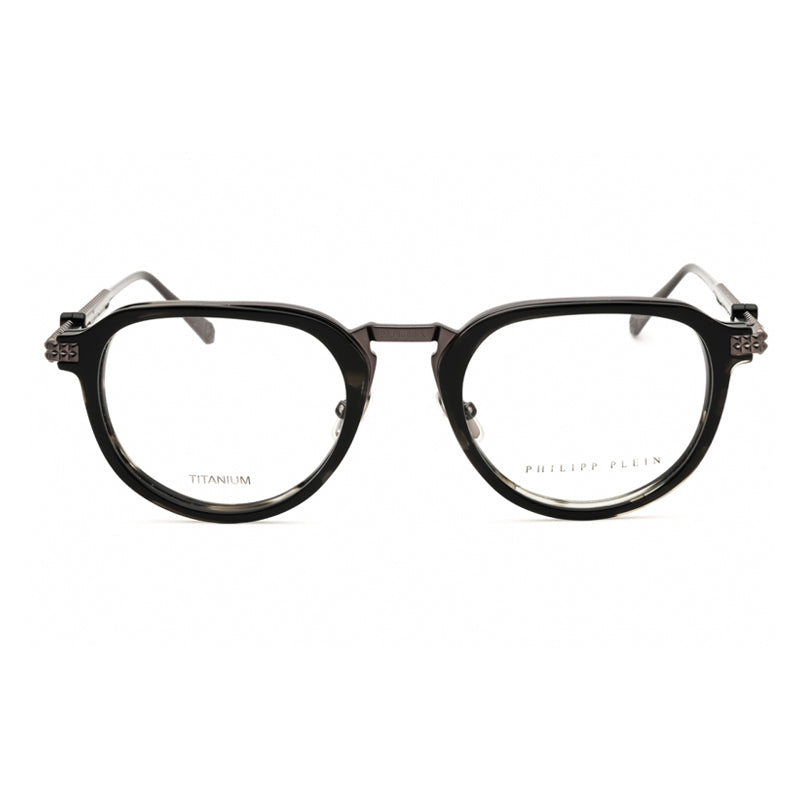 Philipp Plein Eyeglasses Oval Full Rim, Shiny Black Frame and Clear Demo Lenses Lens VPP116V0530