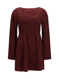 Ganni Women Long-Sleeve Satin Mini Dress