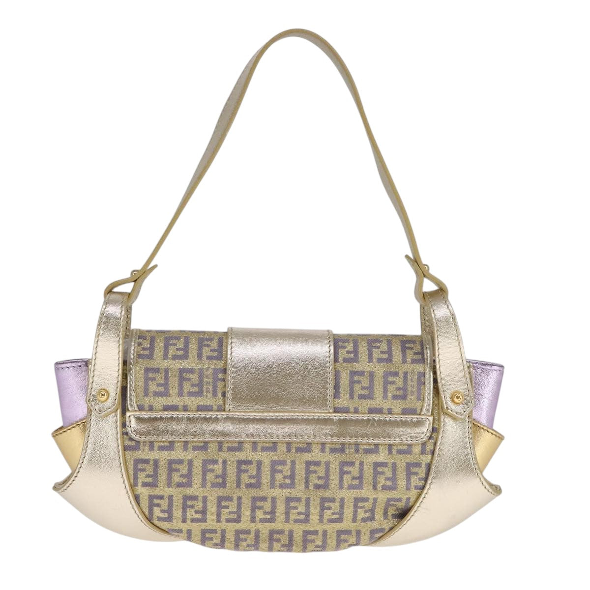 Fendi Zucchino Gold Canvas Shoulder Bag (Pre-Owned)