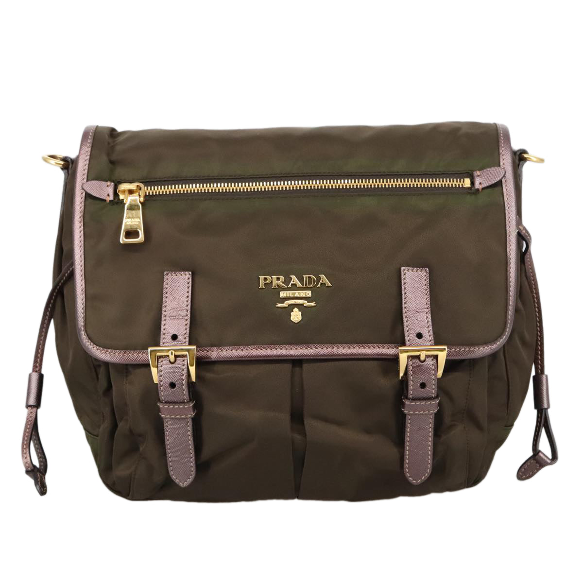 Prada Tessuto Brown Canvas Shoulder Bag (Pre-Owned) OS Brown