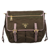 Prada Tessuto Brown Canvas Shoulder Bag (Pre-Owned) OS Brown