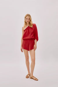 Capri Ecru Linen Shorts Regular 10 (M) Red