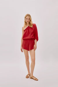Capri Ecru Linen Shorts Regular 12 (L) Red